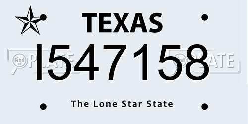 I547158 Texas License Plate