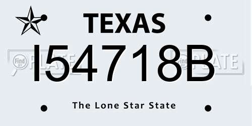 I54718B Texas License Plate