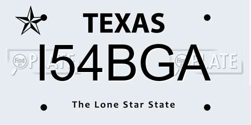 I54BGA Texas License Plate