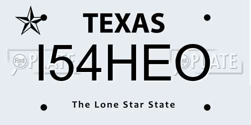 I54HEO Texas License Plate