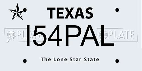 I54PAL Texas License Plate