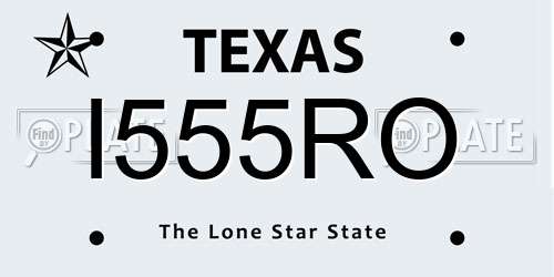 I555RO Texas License Plate