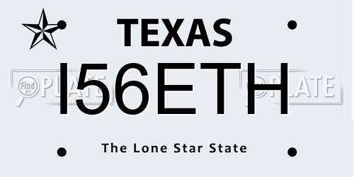 I56ETH Texas License Plate
