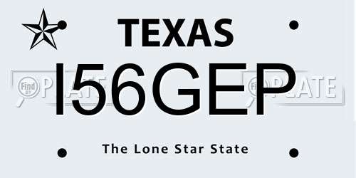 I56GEP Texas License Plate