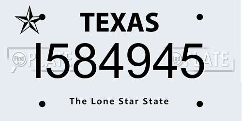 I584945 Texas License Plate