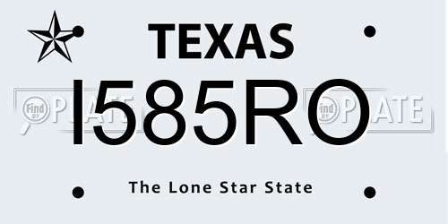 I585RO Texas License Plate