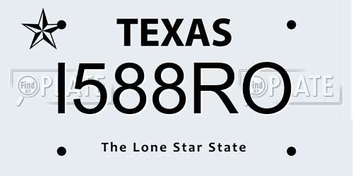 I588RO Texas License Plate