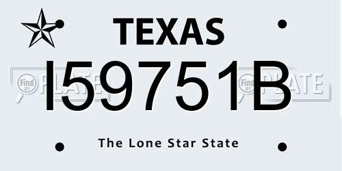 I59751B Texas License Plate