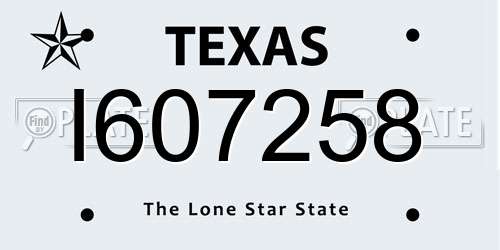 I607258 Texas License Plate