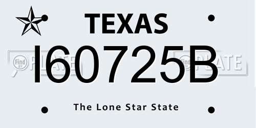 I60725B Texas License Plate