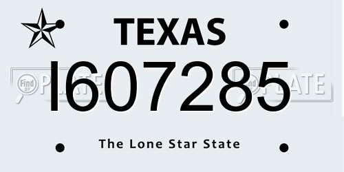 I607285 Texas License Plate