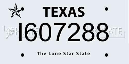 I607288 Texas License Plate