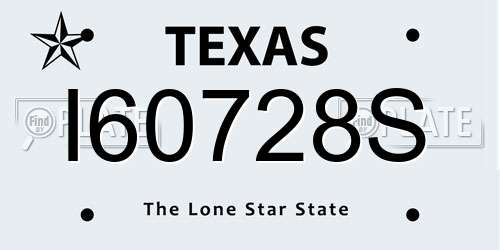 I60728S Texas License Plate