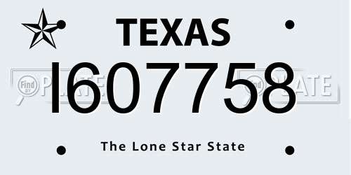 I607758 Texas License Plate