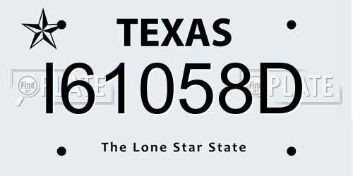 I61058D Texas License Plate