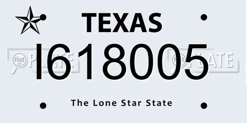 I618005 Texas License Plate