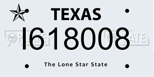 I618008 Texas License Plate