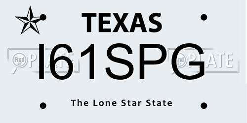 I61SPG Texas License Plate