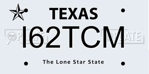 I62TCM Texas License Plate