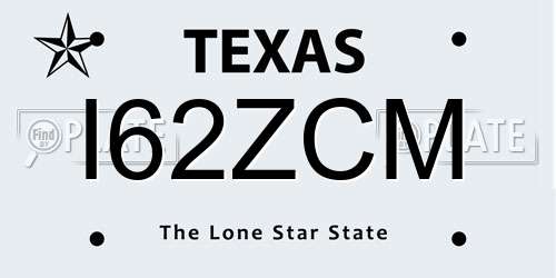 I62ZCM Texas License Plate