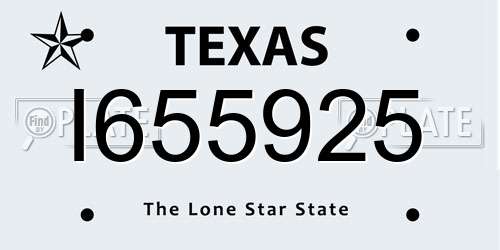I655925 Texas License Plate