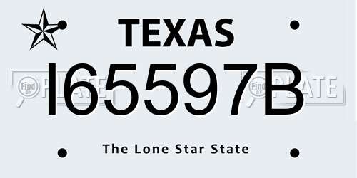 I65597B Texas License Plate