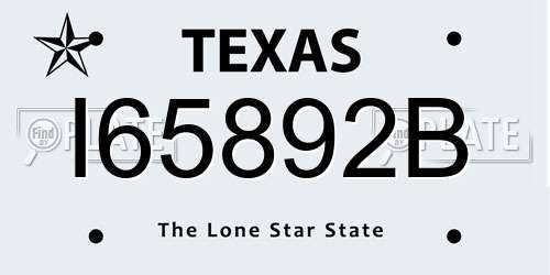 I65892B Texas License Plate