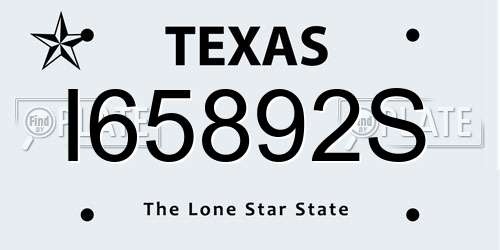 I65892S Texas License Plate