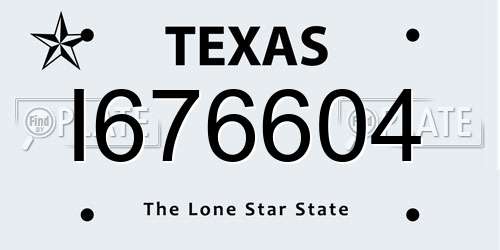 I676604 Texas License Plate
