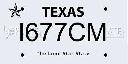 I677CM Texas License Plate
