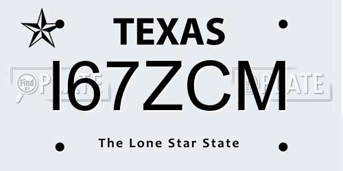 I67ZCM Texas License Plate