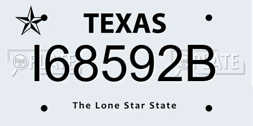 I68592B Texas License Plate