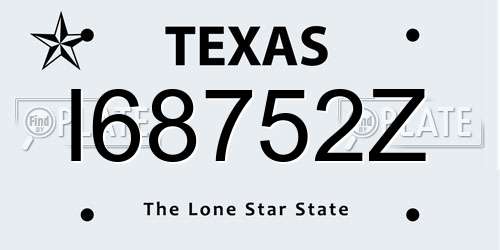 I68752Z Texas License Plate
