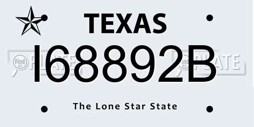 I68892B Texas License Plate