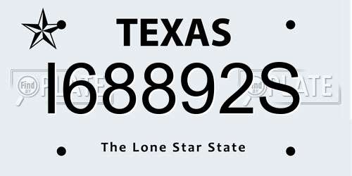 I68892S Texas License Plate