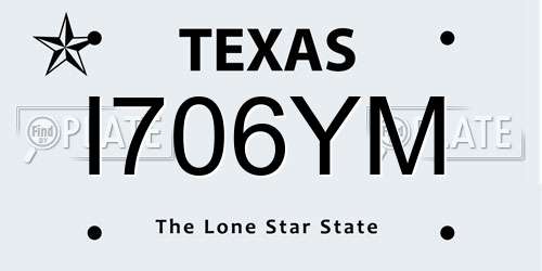I706YM Texas License Plate