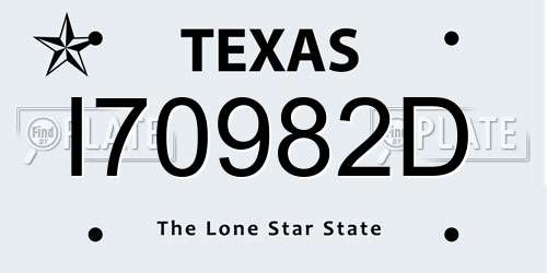 I70982D Texas License Plate