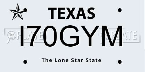 I70GYM Texas License Plate