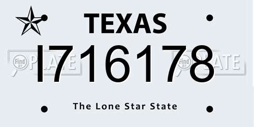 I716178 Texas License Plate