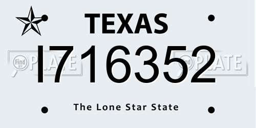 I716352 Texas License Plate