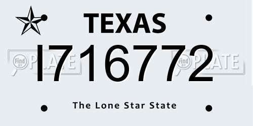 I716772 Texas License Plate