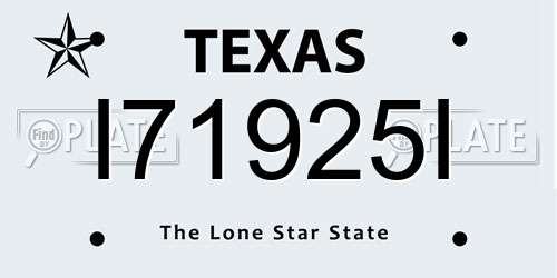I71925I Texas License Plate