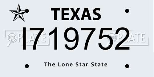 I719752 Texas License Plate