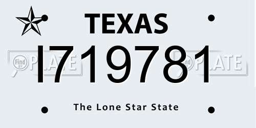 I719781 Texas License Plate