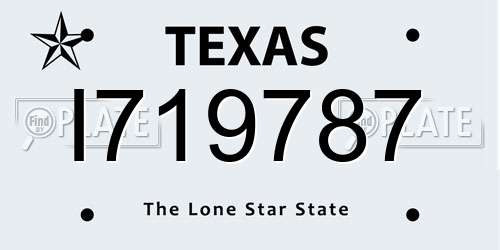 I719787 Texas License Plate