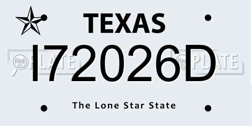 I72026D Texas License Plate