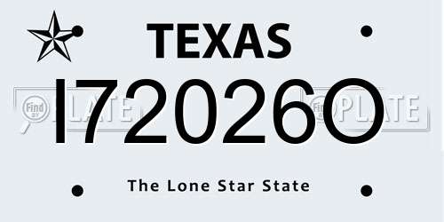 I72026O Texas License Plate