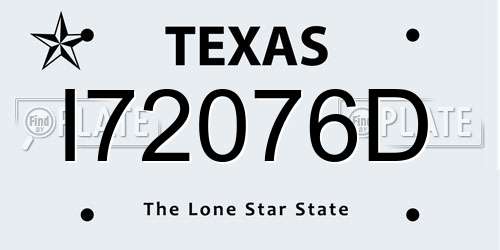 I72076D Texas License Plate