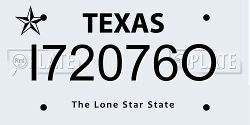 I72076O Texas License Plate