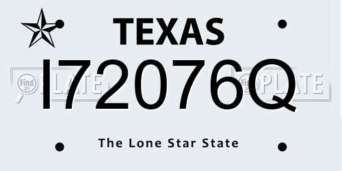 I72076Q Texas License Plate